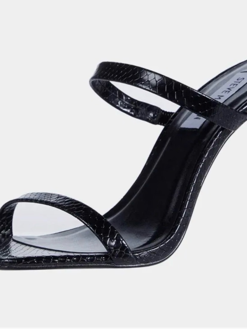 Steve Madden Black Faux-Snakeskin Strappy High Heel 8